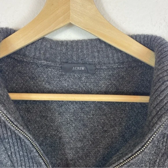 J. Crew Women’s Large Gray Cable Knit Wool Alpaca Blend 1/2 Zip‎ Pullover